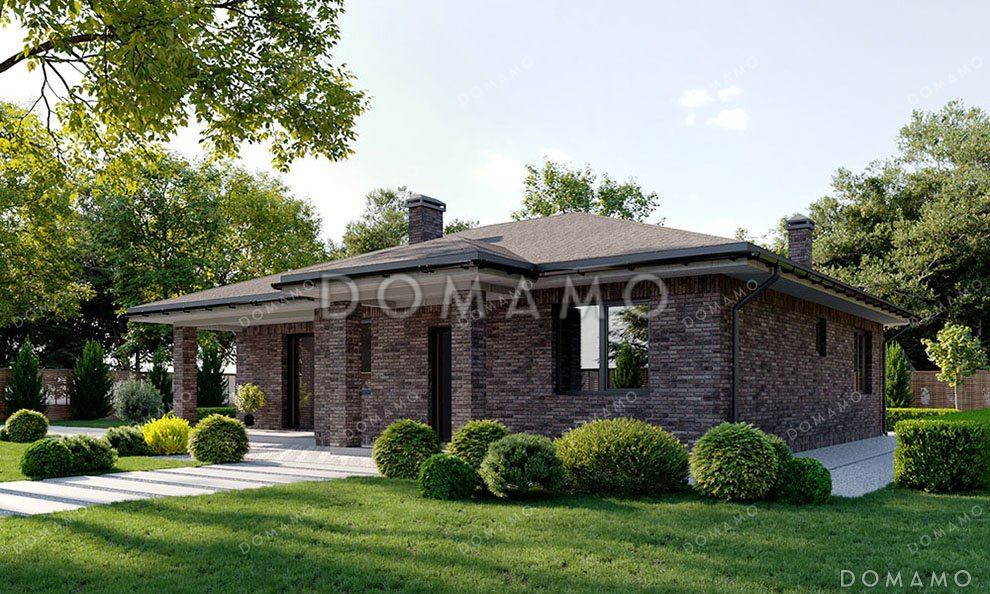 Проект компактного одноэтажного дома с террасой / 2