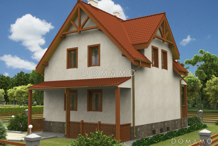 Проект дома с верандой и мансардным этажом Проект дома с верандой и мансардным этажом