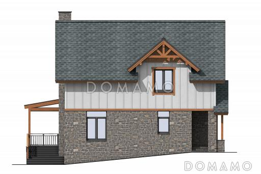 Проект дома в деревенском стиле с 5 спальнями, сауной и верандой с панорамными окнами / Фасад 2