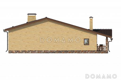 Проект бани с террасой, бассейном, сауной, парилкой и просторной комнатой отдыха / Фасад 2