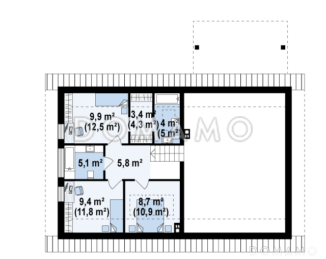 Проект аккуратного одноэтажного дома из газобетона с подземным гаражом и тренажёрным залом в подвальном помещении / План 2 этажа