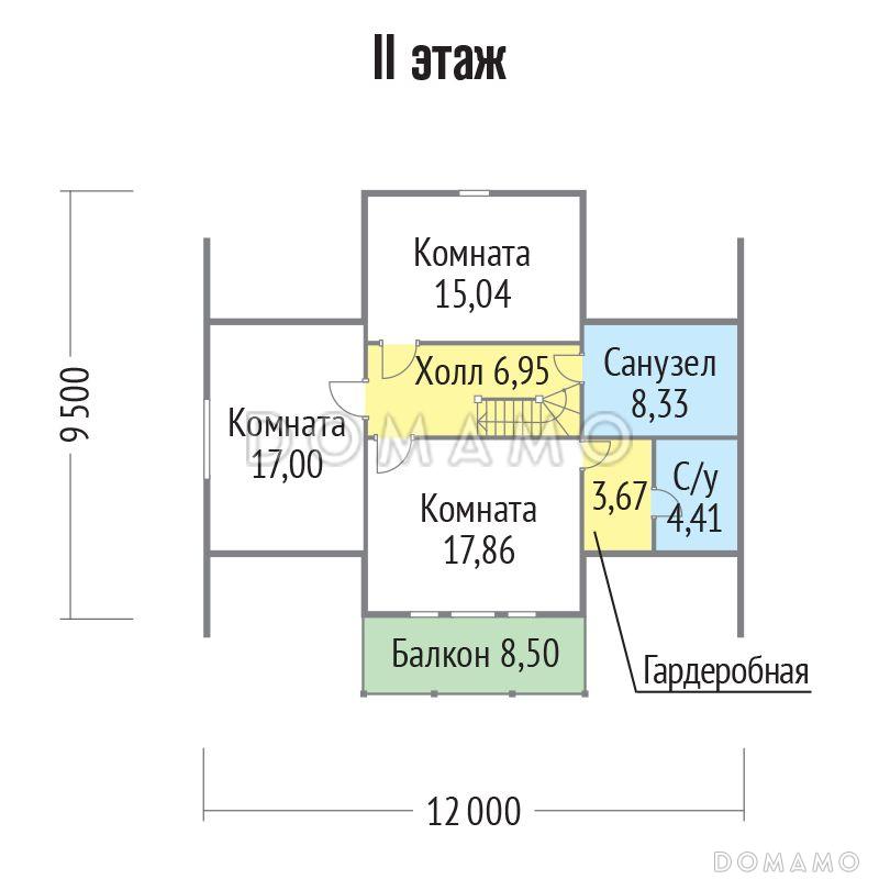 Проект каркасного дома с гардеробной комнатой / План мансардного этажа