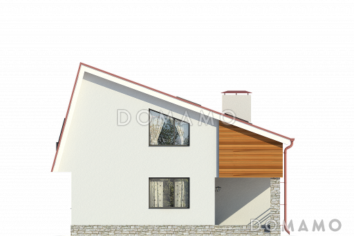 Проект дома с террасами, мансардными окнами, балконом, комнатой отдыха на первом этаже / Фасад 2