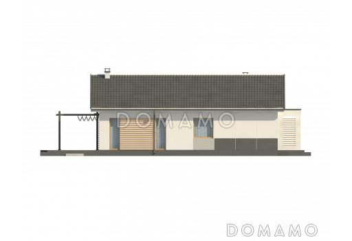 Проект простого уютного одноэтажного дома из кирпича с двумя спальнями / Фасад 2