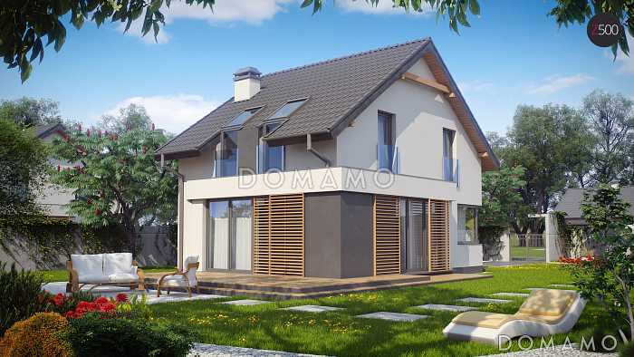 Проект компактного одноэтажного мансардного дома из газобетона с просторной светлой гостиной Проект компактного одноэтажного мансардного дома из газобетона с просторной светлой гостиной