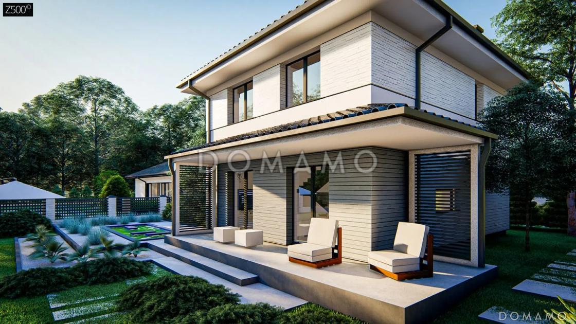 Проект загородного дома для семьи с детьми, просторной ванной, террасой / 3