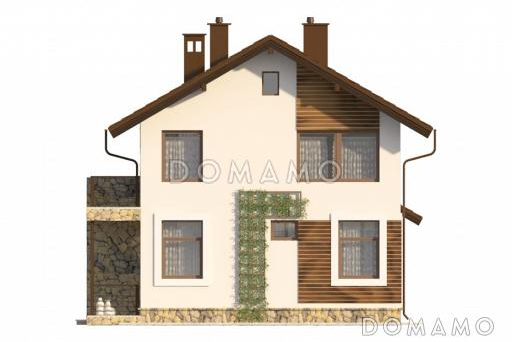 Проект компактного белого коттеджа с террасой и большим балконом / Фасад 3