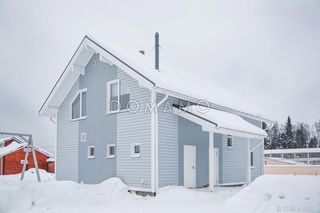 Проект скандинавского дома из газобетона с 4 спальнями, гостиной и крытой террасой / 1