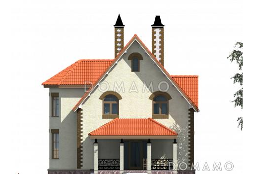 Дом с островерхой кровлей и двухэтажным эркером / Фасад 2
