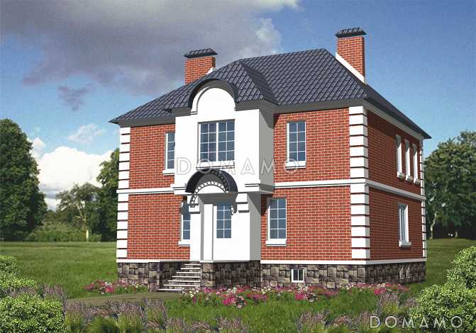 Проект двухэтажного дома с цокольным этажом и мансардой