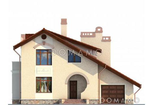 Проект двухэтажного дома из газобетона с гаражом на одну машину / Фасад 1