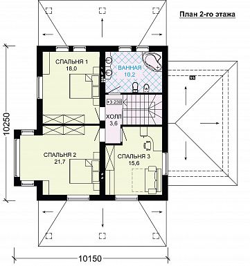 Проект двухэтажного газобетонного дома с гаражом,, масштабным остеклением и двумя террасами / План 2 этажа