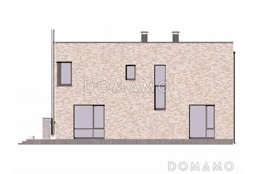 Проект современного двухэтажного дома с тремя мастер-спальнями, котельной и барбекю на террасе / Фасад 3