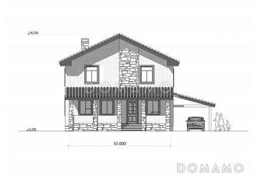 Проект коттеджа с оштукатуренными стенами / Фасад 3