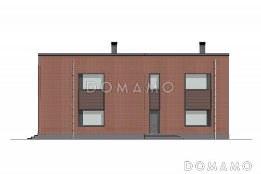 Проект двухэтажного дома из газобетона с сауной, террасой барбекю и балконом / Фасад 4