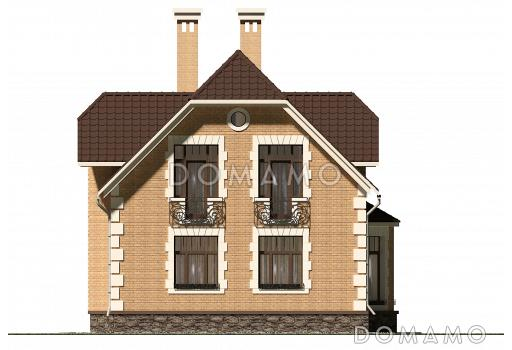 Проект коттеджа с большой террасой и французскими окнами / Фасад 3