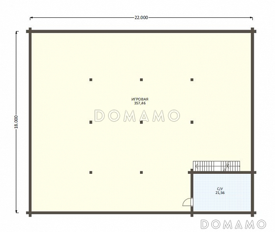 Проект роскошного дома из клееного бруса с бассейном и огромной гостиной / План мансардного этажа Проект роскошного дома из клееного бруса с бассейном и огромной гостиной / План мансардного этажа