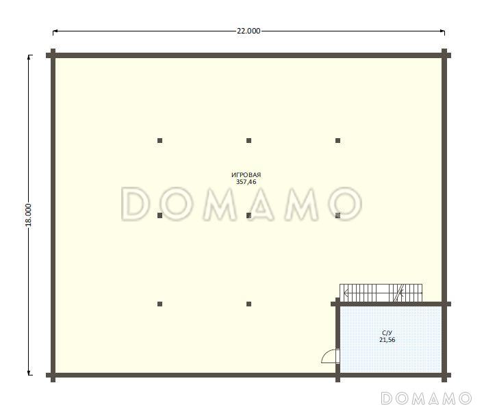 Проект роскошного дома из клееного бруса с бассейном и огромной гостиной / План мансардного этажа