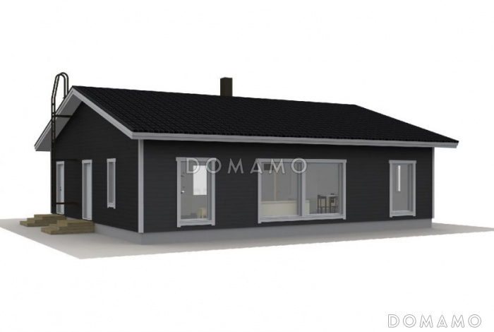 Проект одноэтажного каркасного дома с большими окнами