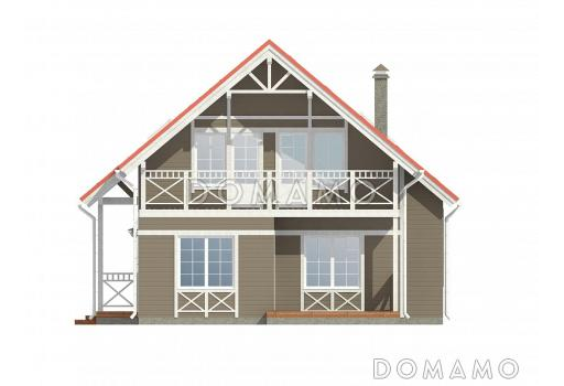Проект каркасного дома с просторным холлом на мансардном этаже / Фасад 4
