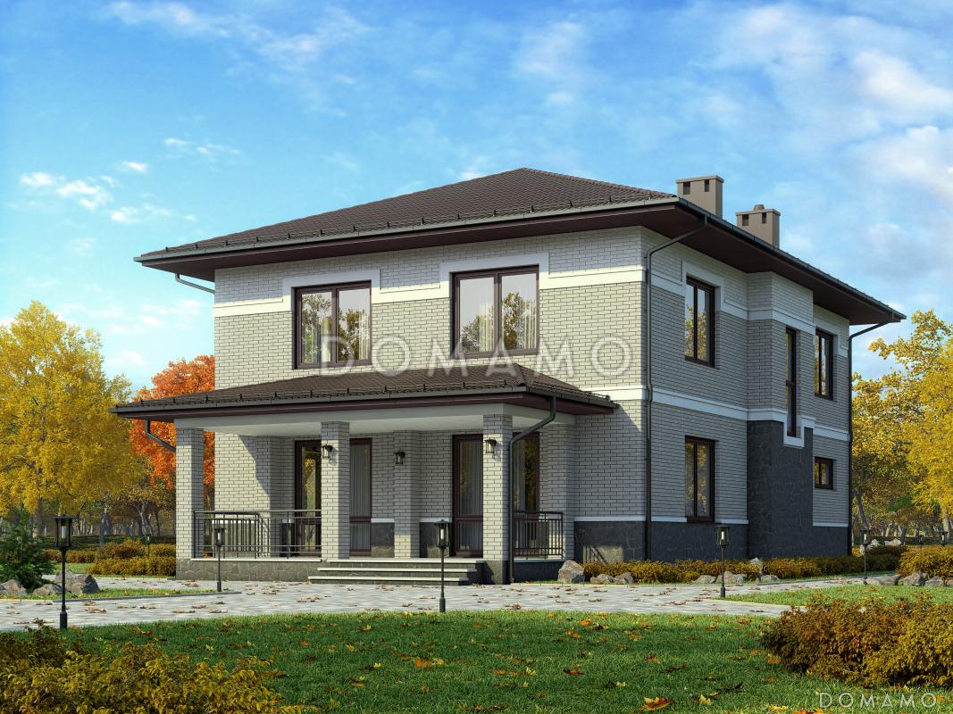 Проект просторного кирпичного дома с крытой террасой у гостиной / 2