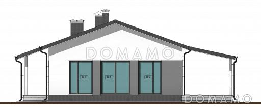 Проект одноэтажного загородного дома с тремя спальнями и большой гостиной с окнами в пол / Фасад 3 Проект одноэтажного загородного дома с тремя спальнями и большой гостиной с окнами в пол / Фасад 3