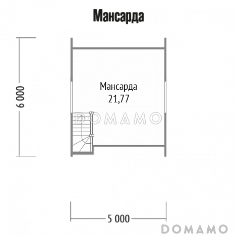 Проект компактного дома 5х6 из клееного бруса / План мансардного этажа