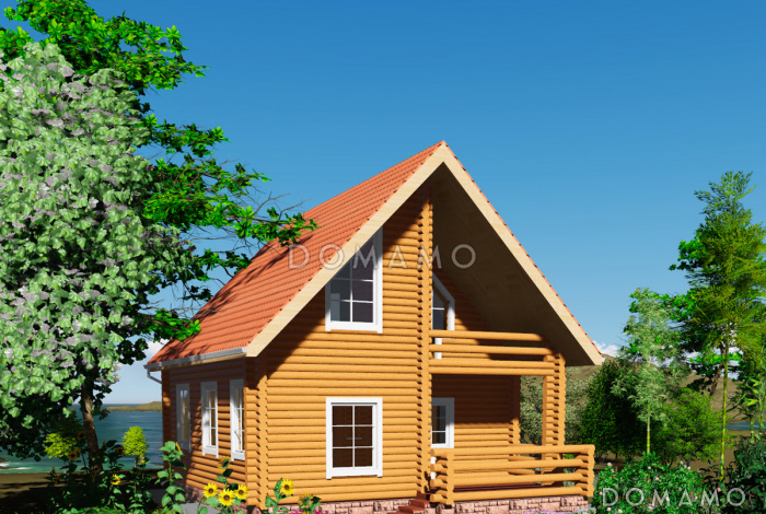 Проект одноэтажного дома из бруса с мансардным этажом Проект одноэтажного дома из бруса с мансардным этажом