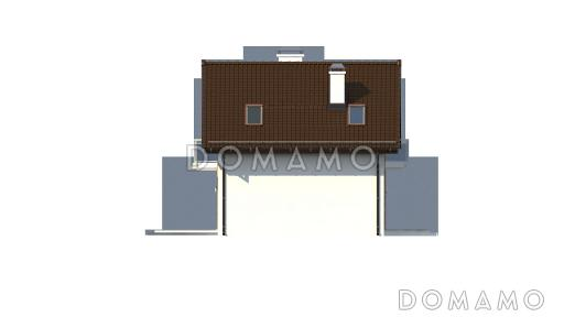 Проект компактного одноэтажного мансардного дома из газобетона с двумя спальнями для строительства на небольшом участке / Фасад 3