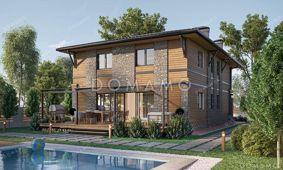 Проект дома для узкого участка с встроенным гаражом / 1