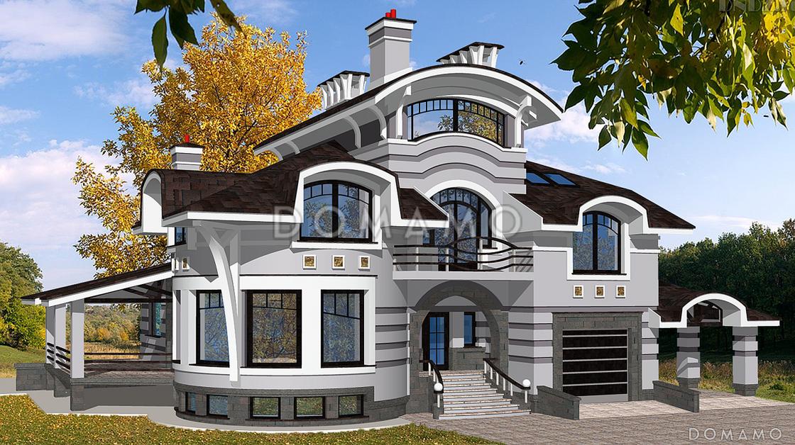 Проект современного дома из кирпича с сауной / 1