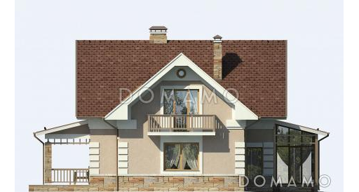 Проект дома из газобетона с мансардными окнами / Фасад 4