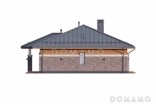 Проект каркасного дома в стиле Райта с тремя спальнями и просторной столовой-гостиной / Фасад 2