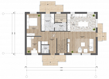 М-162 одноэтажный с мансардой / План 1 этажа