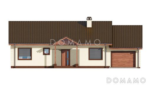 Проект классического одноэтажного дома из кирпича с отделённой спальной зоной и гаражом / Фасад 1