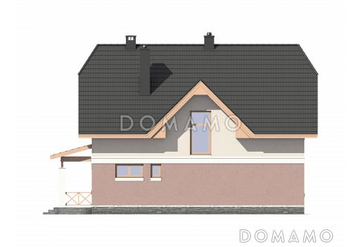 Проект небольшого дома с двумя крытыми террасами / Фасад 2