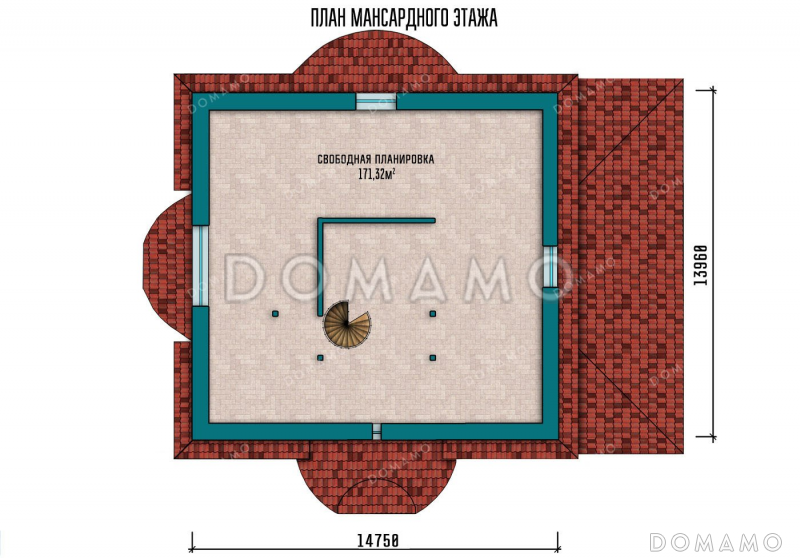 Проект дома с мансардой и гаражом на два авто / План мансардного этажа