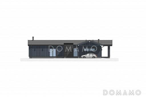 Проект каркасного дома с 3 спальнями, кабинетом, гаражом и навесом для машины / Фасад 4