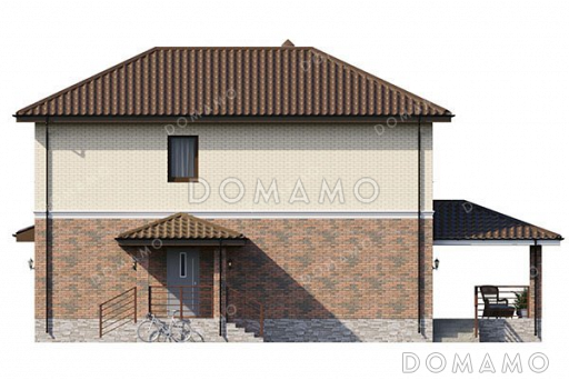 Проект двухэтажного дома с гаражом и террасой / Фасад 2