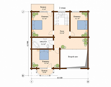 Проект дома с тремя спальнями на мансардном этаже / План мансардного этажа Проект дома с тремя спальнями на мансардном этаже / План мансардного этажа