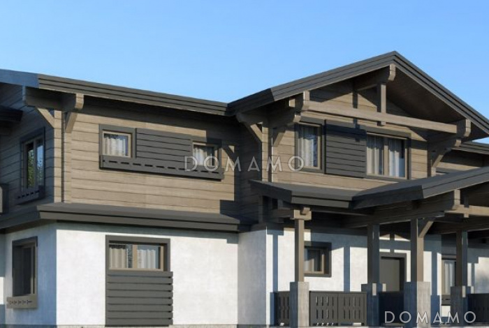 Проект двухэтажного дома из клееного бруса с зимним садом Проект двухэтажного дома из клееного бруса с зимним садом