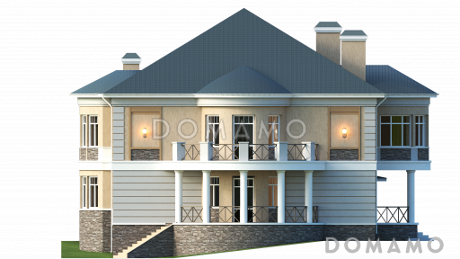 Проект двухэтажного жилого дома, запроектированного в современном стиле / Фасад 4