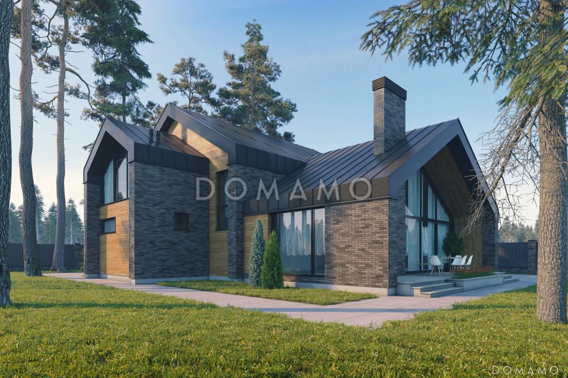 Проект дома из газобетона с мастер-спальней, СПА зоной, крытой террасой и автонавесом / 1
