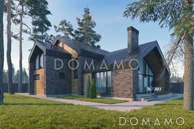 Проект дома из газобетона с мастер-спальней, СПА зоной, крытой террасой и автонавесом