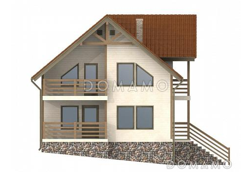 Проект каркасного дома с балконами на втором этаже / Фасад 1