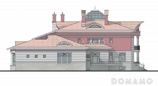 Проект коттеджа с бассейном и стеклянным куполом / Фасад 4