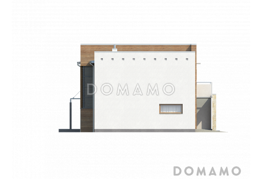 Проект современного двухэтажного дома в стиле хай-тек из газобетона с плоской крышей, гаражом и балконом / Фасад 3