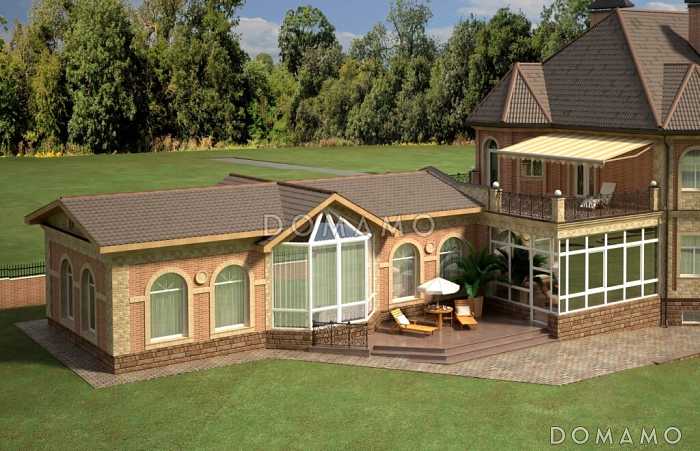 Одноэтажный пристроенный бассейн для круглогодичного использования  Одноэтажный пристроенный бассейн для круглогодичного использования