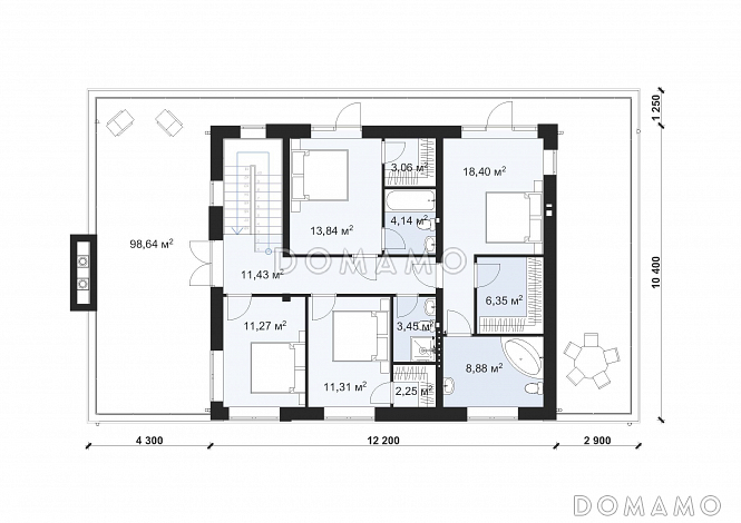 Проект эргономичного дома с гаражом на две машины S-258 / План 2 этажа Проект эргономичного дома с гаражом на две машины S-258 / План 2 этажа