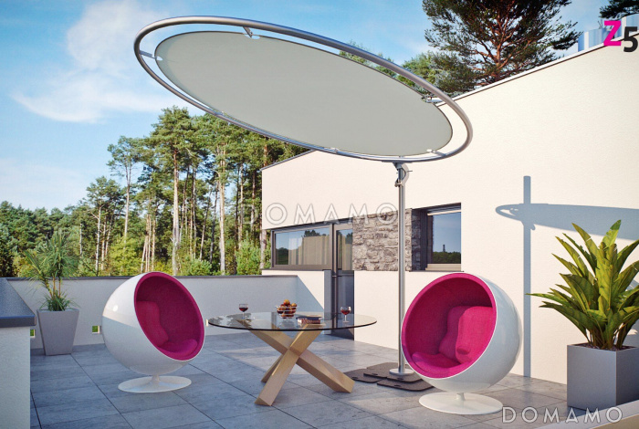 Проект современного двухэтажного дома из газобетона в стиле модерн, с террасой на втором уровне, с гаражом Проект современного двухэтажного дома из газобетона в стиле модерн, с террасой на втором уровне, с гаражом